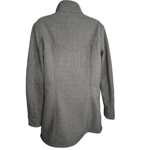 Prana Jacket Women’s Large Gray Full Zip Snap Buttons Bonded Fleece Lining - Picture 4 of 12